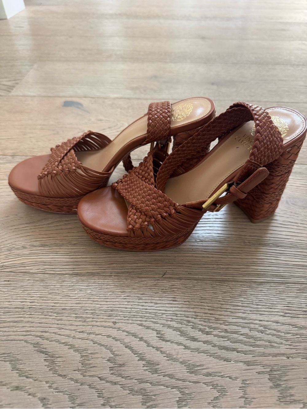 Vince Camuto Woven Leather Platform Sandal in Brown - Picture 5 of 7